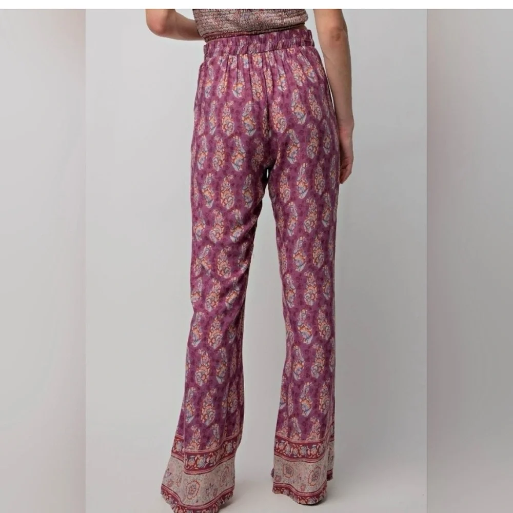 Easel Purple Paisley Wide Leg Pants - Picture 2 of 4